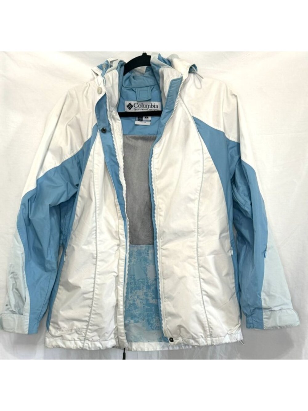 Columbia Interchangeable Women's Coat Jacket Sky Blue & White Size Small Hooded